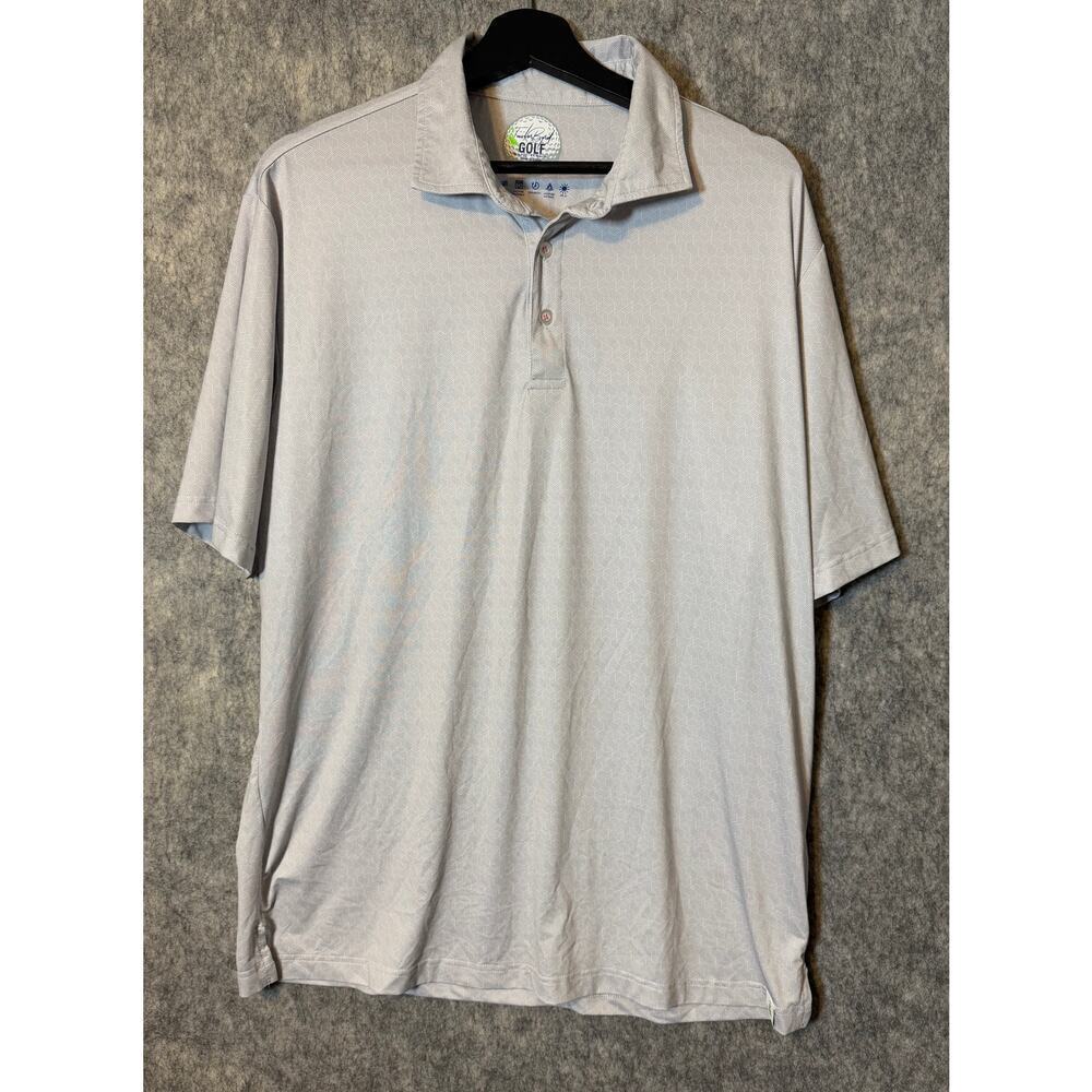 Tailor Byrd Golf Mens XXL Geometric Print Gray Performance Golf Polo
